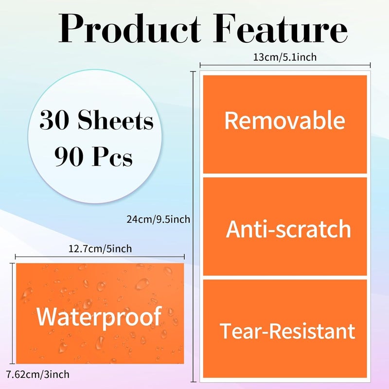 STARLIBOO Removable Colored Labels Stickers, 3X5 Inch Removable Large Label Stickers for Moving Boxes and Storage Bins- Waterproof- Tear Resistant (Orange) - Image 3